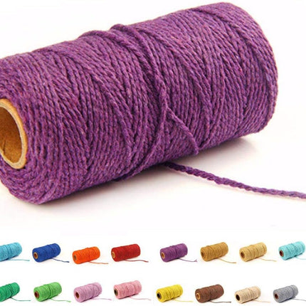 (109 Yards/1.5mm/35 Colors Optional) Cotton Baker Twine DIY Craft Macramé Natural Cotton Rope Craft Making Knitting String Rope DIY Wedding Decor Supply Christmas Wrapping(Deep Purple).