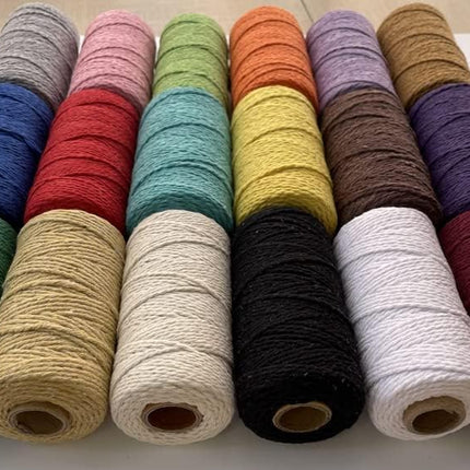 (109 Yards/1.5mm/35 Colors Optional) Cotton Baker Twine DIY Craft Macramé Natural Cotton Rope Craft Making Knitting String Rope DIY Wedding Decor Supply Christmas Wrapping(Deep Purple).