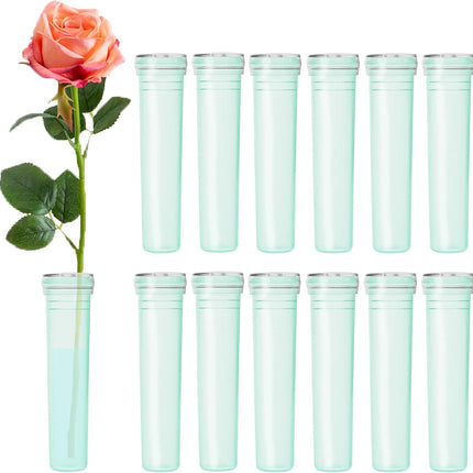 Floral Water Tubes 2.8 Inch Plastic Water Tubes for Floral Flower Vials with Caps for Flower Arrangement Decoration (Green, 20 Pcs).