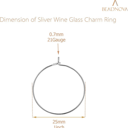 Wine Glass Charm Rings 60-120pcs Silver Plated 25mm Beading Charm Rings Wine Glass Marker for Birthday Party Wedding Festival Favor.