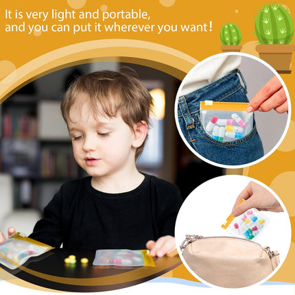 24 Pieces Pill Pouch Bags Zippered Set Reusable Translucent Medicine Organizer Sealing Travel Plastic Bags with Slide Lock for Storage(Yellow).