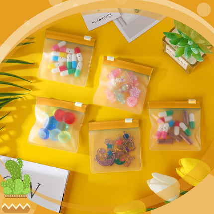 24 Pieces Pill Pouch Bags Zippered Set Reusable Translucent Medicine Organizer Sealing Travel Plastic Bags with Slide Lock for Storage(Yellow).