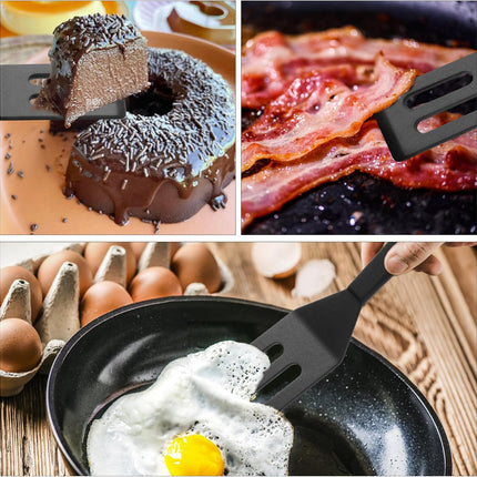 【2 Pack】 Small Spatula for Nonstick Cookware Mini Spatulas for kitchen Use,Heat-Resistant Silicone Thin Spatula Cooking Baking (Black-2).