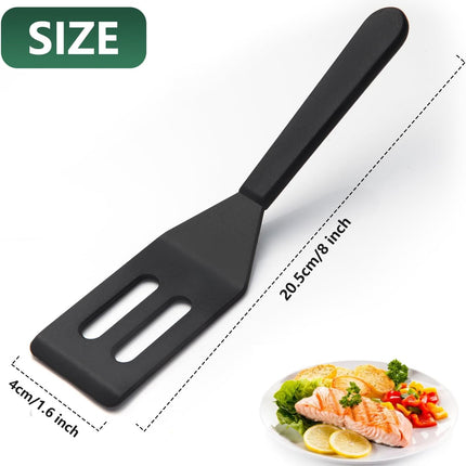 【2 Pack】 Small Spatula for Nonstick Cookware Mini Spatulas for kitchen Use,Heat-Resistant Silicone Thin Spatula Cooking Baking (Black-2).
