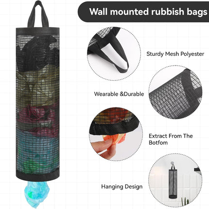 2Pack Plastic Bag Holder, Grocery Bag Holder for Plastic Bags Mesh Hanging Storage Dispenser Trash Bag Organizer Shopping Bag Holder for Plastic Bags.