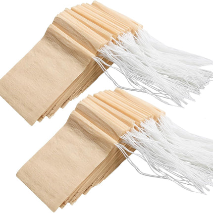100pcs Disposable Tea Bags for Loose Tea, Small Empty Tea Bag with Wood Pulp Material, Unbleached Tea Filter Bag with Drawstring (Initial, 1.97 x2.76 inch).