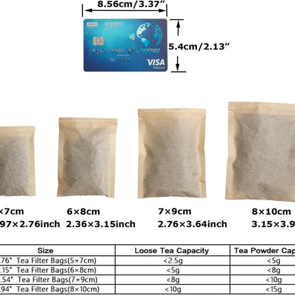 100pcs Disposable Tea Bags for Loose Tea, Small Empty Tea Bag with Wood Pulp Material, Unbleached Tea Filter Bag with Drawstring (Initial, 1.97 x2.76 inch).