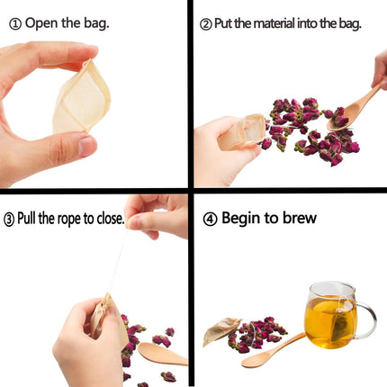 100pcs Disposable Tea Bags for Loose Tea, Small Empty Tea Bag with Wood Pulp Material, Unbleached Tea Filter Bag with Drawstring (Initial, 1.97 x2.76 inch).