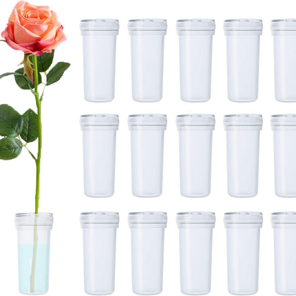 Floral Water Tubes 1.6 Inch Plastic Water Tubes for Floral Flower Vials with Caps for Flower Arrangement Decoration (Clear, 20 Pcs).