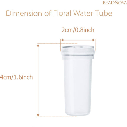 Floral Water Tubes 1.6 Inch Plastic Water Tubes for Floral Flower Vials with Caps for Flower Arrangement Decoration (Clear, 20 Pcs).