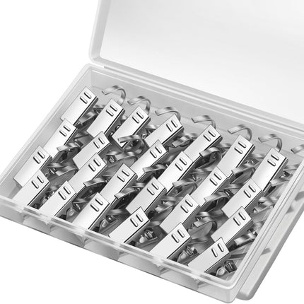 25 Pack Curtain Clips for Hanging Curtain Hooks, Stainless Steel Curtain Hooks with Clips, Small Hooks Clips for Camper Awning Light Photos Party Decorations.