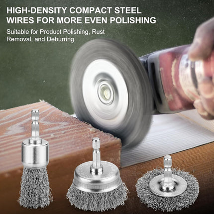 6Pcs Professional Wire Wheel, Carbon Steel Wire Brush for Drill, Drill Cup Brush for Cleaning Rust, Wire Brush Drill Attachments with 1/4 Inch Hex Shank.
