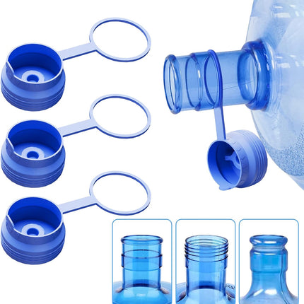 3 & 5 Gallon Water Jug Cap Reusable, Food Grade Silicone Replacement Gallon Caps for 55mm Standard/Screw/Crown Tops Water Bottle and Water Dispensers, Non-Spill Lids for Anti-Splash, Leak Free (3PCS).