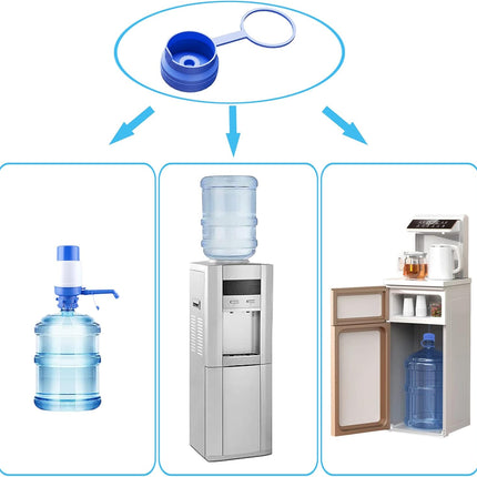 3 & 5 Gallon Water Jug Cap Reusable, Food Grade Silicone Replacement Gallon Caps for 55mm Standard/Screw/Crown Tops Water Bottle and Water Dispensers, Non-Spill Lids for Anti-Splash, Leak Free (3PCS).