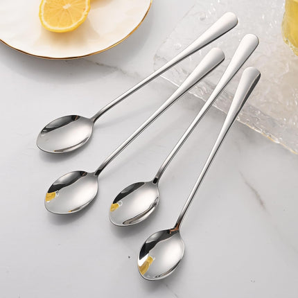 7.5 Inches Stainless Steel Iced Tea Spoons,Set Of 8 Long Stirring Spoons For Coffee,Cocktail,Ice Cream,Long Handle Iced Teaspoons,Latte Spoons For Mixing.
