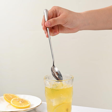 7.5 Inches Stainless Steel Iced Tea Spoons,Set Of 8 Long Stirring Spoons For Coffee,Cocktail,Ice Cream,Long Handle Iced Teaspoons,Latte Spoons For Mixing.