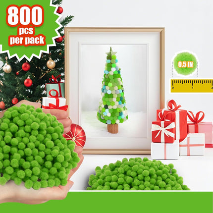Light Green Pom Poms for Crafts - 800pcs Vivid Soft Fluffy Balls pompones para llaveros for DIY Projects, Party Decor, Scrapbooking, Home Decor & Arts Supplies,1/2 Inch.