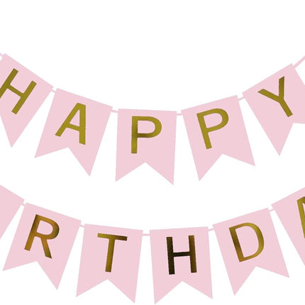 Happy Birthday Banner Pink Birthday Signs Party Supplies Garland Decorations Nursery Hanging Decor (Soft Pink).