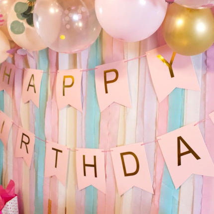 Happy Birthday Banner Pink Birthday Signs Party Supplies Garland Decorations Nursery Hanging Decor (Soft Pink).