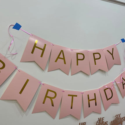 Happy Birthday Banner Pink Birthday Signs Party Supplies Garland Decorations Nursery Hanging Decor (Soft Pink).