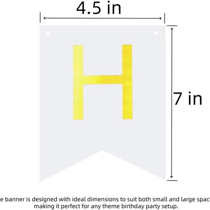 Happy Birthday Banner Birthday Party Supplies Garland Decorations Birthday Signs Nursery Hanging Decor (White).