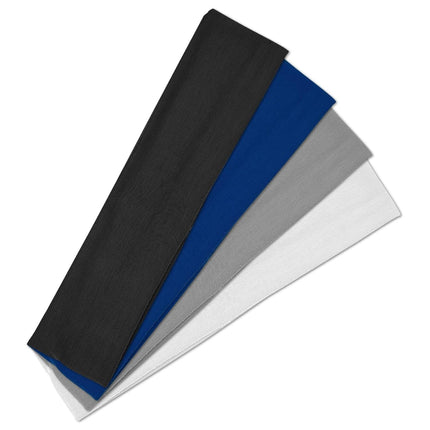 4 Pcs Sports Headbands for Women, Non Slip Elastic Hair Bands, Soft Fabric Hair Wraps for Workout, Yoga, Running, and Daily Sports (Black,White,Grey,Blue).