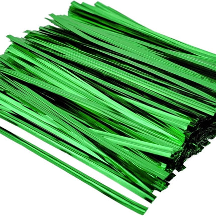 400 Pcs Metallic Twist Ties 4-Inch, Foil Twist Ties for Bread Bags, Candy Bags, Gift Bags, Snack Bags, and Party Favor Wrapping (Green).