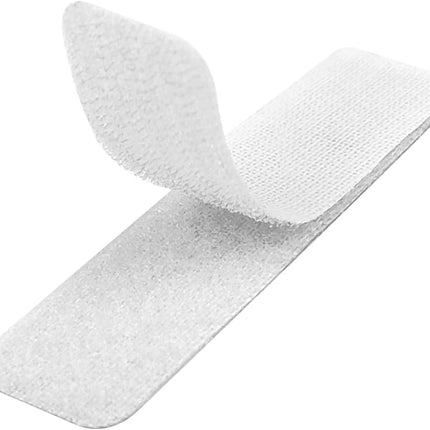 12 Sets 1 x 4 Inch Hook and Loop Tape Sticky Back - Heavy Duty Double-Sided Adhesive Strips - Strong Fastener for Home, Office, Indoor & Outdoor Use(White).