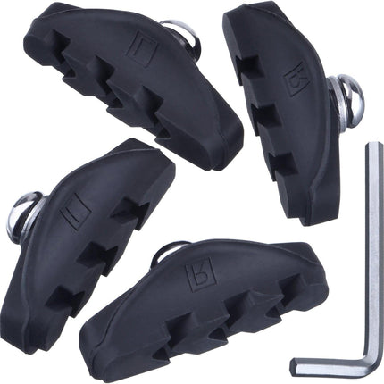 2 Pairs (4 Pieces) Bike Brake Pads, Rubber V-Brake Pads for Mountain & Road Bicycle,Quiet & Non-Skid Cycling Accessories for Enhanced Safety,50mm,Black.