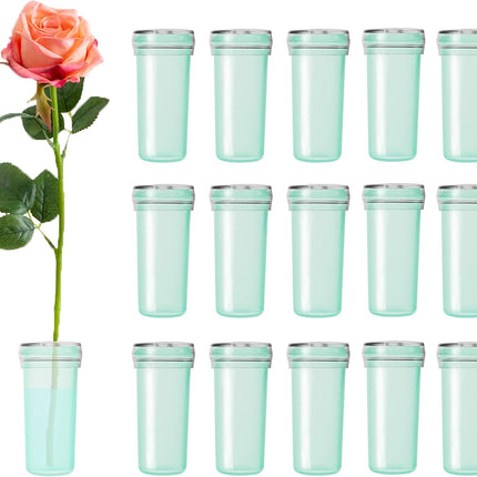 Flower Water Tubes 1.6 Inch Plastic Water Tubes for Flowers Floral Vials with Caps for Decoration Arrangement (Green, 60 Pcs).