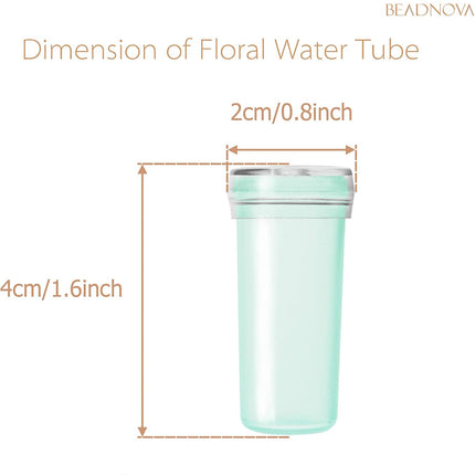 Flower Water Tubes 1.6 Inch Plastic Water Tubes for Flowers Floral Vials with Caps for Decoration Arrangement (Green, 60 Pcs).