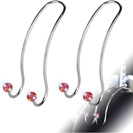 2PCS Bling Auto Purse Hook, Crystal Rhinestone Car Hangers Organizer, Strong Car Seat Headrest Hooks for Bags, Cute Car Seat Back Storage Hook for Women, Universal Car Accessories for SUV Truck.