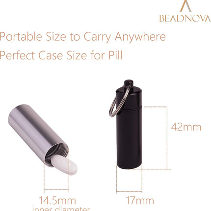 Pill Holder Keychain Medicine Container Small Portable Pill Case Aluminium Fob Carrier with Medicine (3pcs, 3 Colors Per Pack).