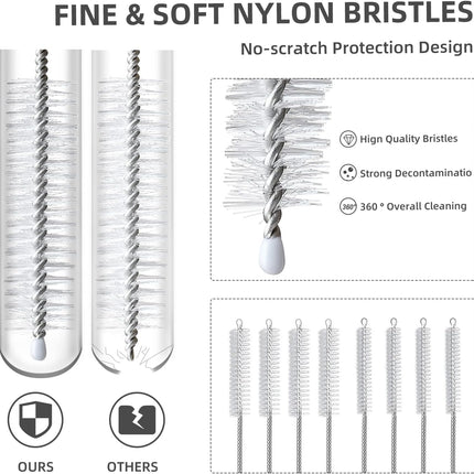 Straw Cleaner Brush Set, 8-Piece Long Cleaning Brush for Straws on Tumbler, Water Bottle, Sippy Cup, and Pipes, Tubes or Hummingbird Feeders.