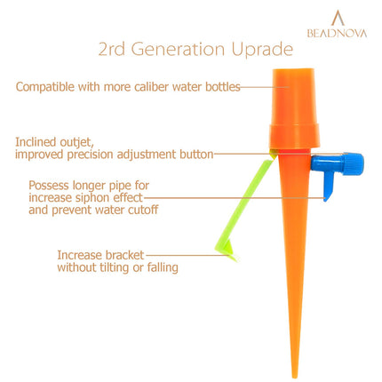 Plant Self Watering Spikes Automatic Irrigation Equipment Adjustable Self Watering Spikes for Plants with Slow Release Control Valve (Orange Green, 6pcs).