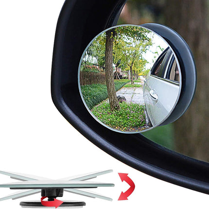 Blind Spot Mirror, 2" Round HD Glass Frameless Convex Rear View Mirror, Pack of 2.