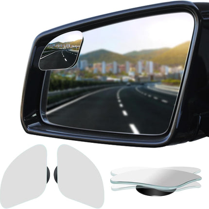 Blind Spot Mirror, Frameless HD Glass Convex Wide Angle Stick on Rearview Blindspot Mirror for Car Side Mirror Blind Spot (Fan, Small, Pack of 2).