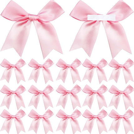 50 Pieces Gift Wrap Bows Premium Satin Ribbon Bows 3.3 Inch Craft Bows for Gift Wrapping DIY Treat Bags Holiday Gifts Bag Party Decorations, Wedding Decor Christmas Birthday Presents (Light Pink).