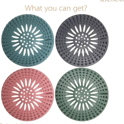 Drain Hair Catcher Cover Silicon Shower Drain Hair Trap Universal Stopper for Shower Bathroom Bathtub Kitchen Tub (Mix Colors, 4 Pack).