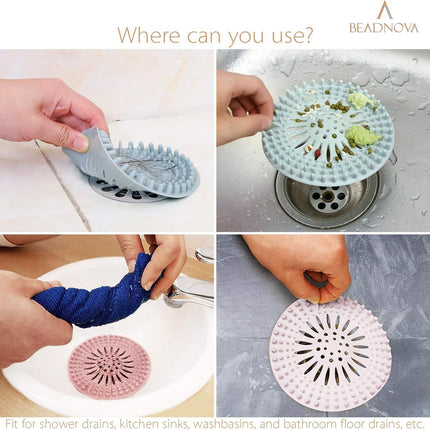 Drain Hair Catcher Cover Silicon Shower Drain Hair Trap Universal Stopper for Shower Bathroom Bathtub Kitchen Tub (Mix Colors, 4 Pack).