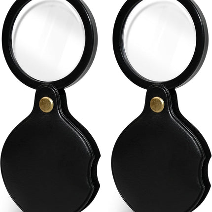 2pcsUpgrade 10x Small Magnifying Glass for Kids and Seniors, Pocket Magnifier with Protective Sheath, Mini Folding Magnifying Glass Reading, Close Work, Repairing, Hobby Or Coins（7cm） (6cm).