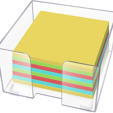 Acrylic Sticky Note Holder, Clear Acrylic Notepad Holder for 3" x 3" Sticky Note Storage, with 200 Sheets Self-Stick Sticky Notes, for Office and Classroom Desk Organization.