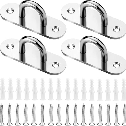 4 Pcs 3.1 Inch 304 Stainless Steel Pad Eye Plate with Screws - Marine Hardware Hooks for Rope - Pad Eye Hook & Eye Plate.