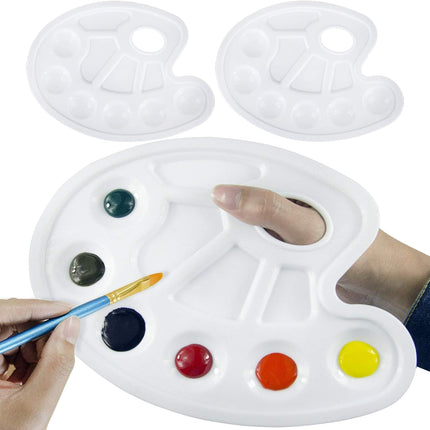 BEADNVOA Paint Tray Palette Paint Pallet with Thumb Hole Model Painter Tray for Kids Artists Painters (3 pcs, for Acrylic, Oil, Watercolor).