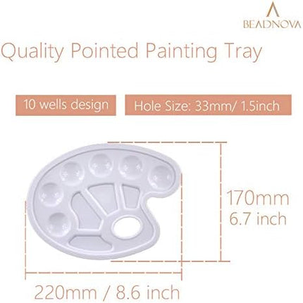 BEADNVOA Paint Tray Palette Paint Pallet with Thumb Hole Model Painter Tray for Kids Artists Painters (3 pcs, for Acrylic, Oil, Watercolor).