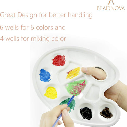 BEADNVOA Paint Tray Palette Paint Pallet with Thumb Hole Model Painter Tray for Kids Artists Painters (3 pcs, for Acrylic, Oil, Watercolor).