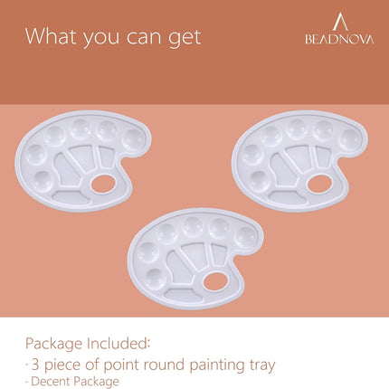 BEADNVOA Paint Tray Palette Paint Pallet with Thumb Hole Model Painter Tray for Kids Artists Painters (3 pcs, for Acrylic, Oil, Watercolor).