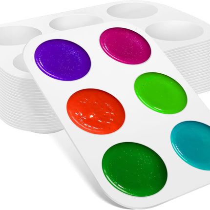 20pcs White Plastic Paint Tray Palettes for Kids, Small Paint Palette, Paint Holder Tray for Painting Party, DIY Craft and Art Painting.