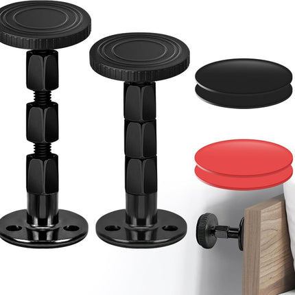 2pcs Adjustable Headboard Stopper- Bed Stoppers for Headboard with Free Furniture Pads, Anti-Shake Tool for Cabinets and Sofas, 1.18-4.13in (Black).