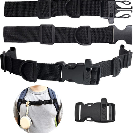 2 PCS Backpack Chest Strap Add on, Adjustable Sternum Straps for Backpacks and Schoolbag, Heavy Duty Backpack Waist Strap Chest Belt with Whistle Quick Release Buckle and Slide Lock for Hiking Jogging.